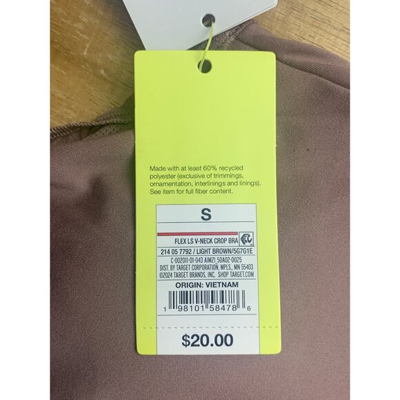 All In Motion Womens Activewear Light Brown V-Neck Crop Top Athletic Size Small - Picture 8 of 14